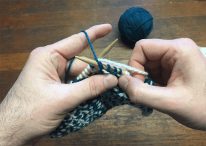image of hand placement for knitting