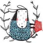 drawing of a sheep knitting